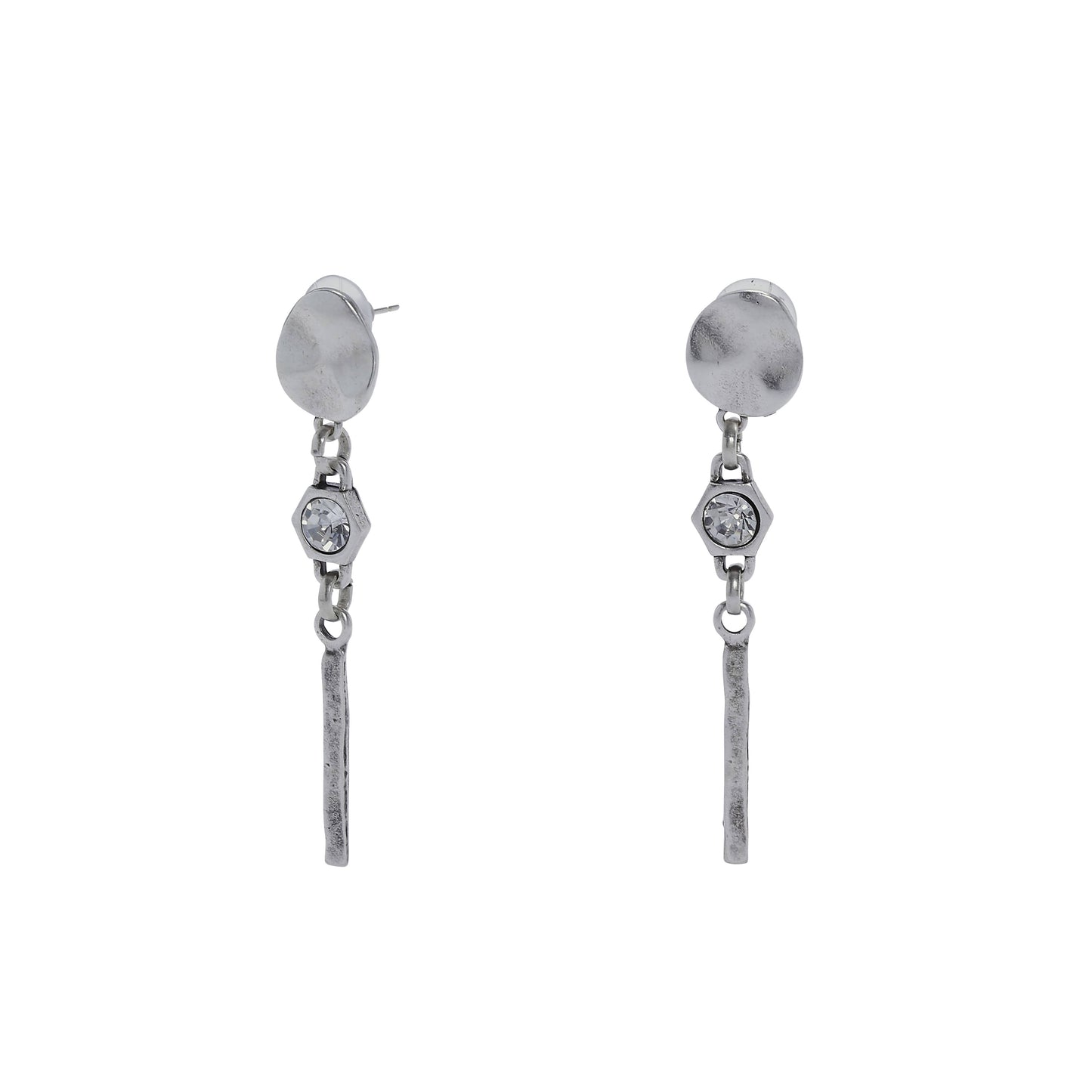 Handmade Crystal Pewter Earrings - 1878
