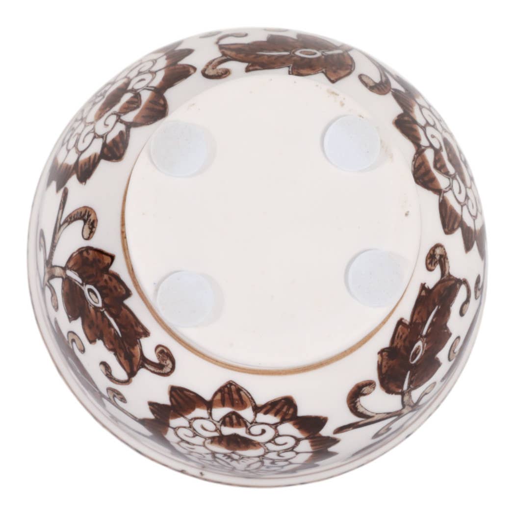 Scented Candle - Plumeria Brown and White Ceramic, 6 Oz.