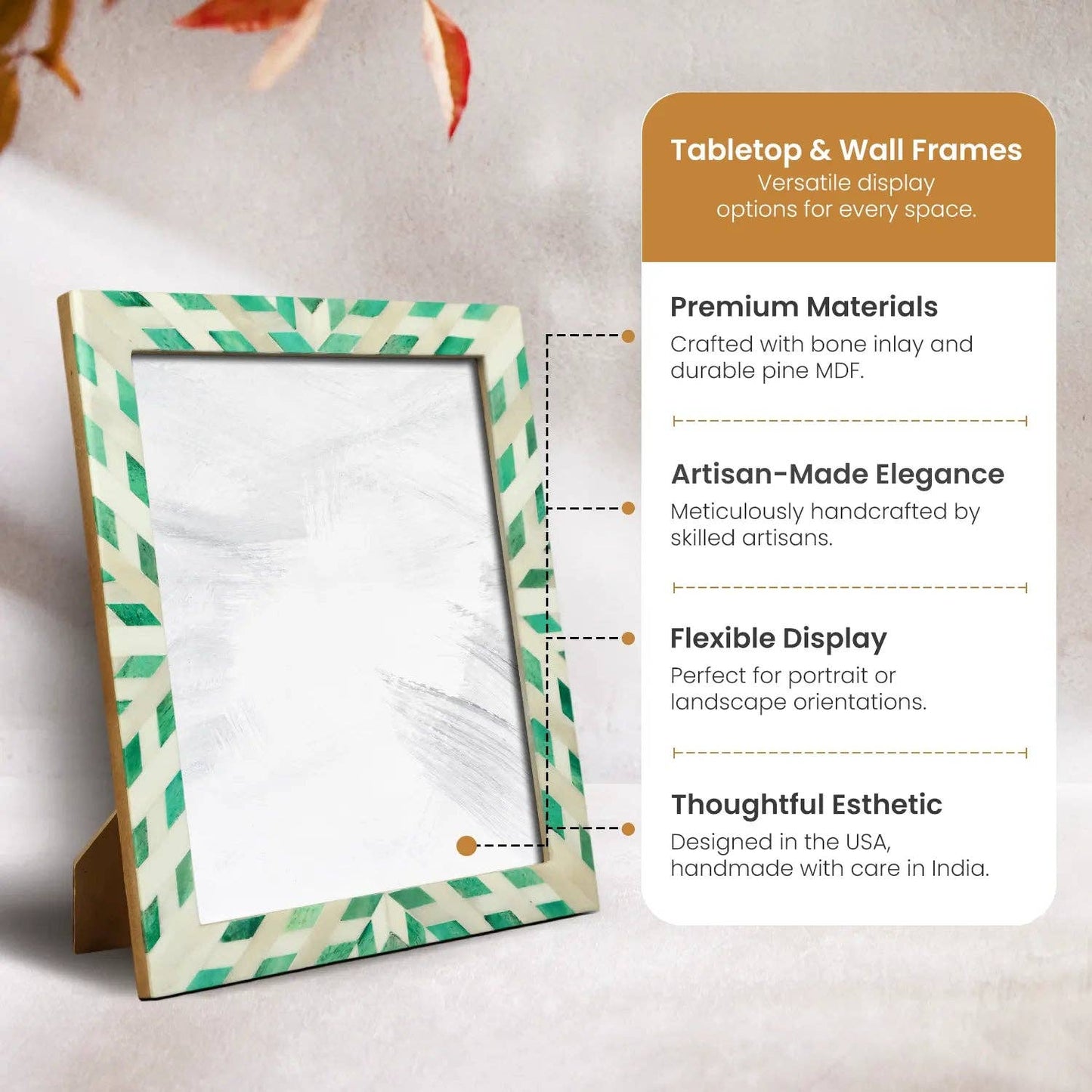 Hypno Nature Bone Inlay Green & White Picture Frame 4x6