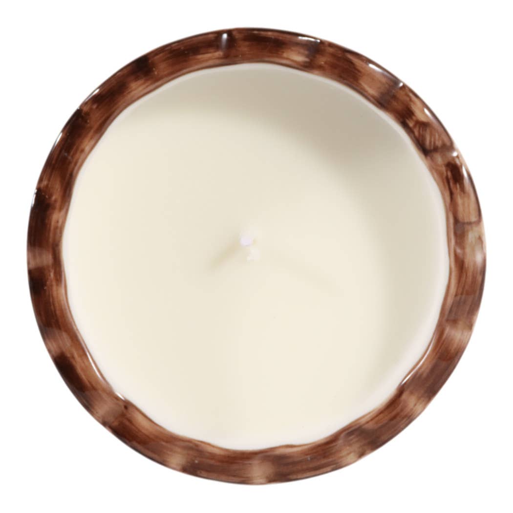 Scented Candle - Jasmine Brown and White Ceramic, 7 Oz