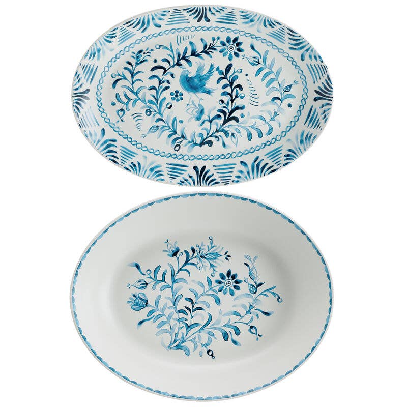 Fitz & Floyd Sicily Blue Serve Bowl Platter Set Brown Bx Pkg: BLUE / 5315726 / English