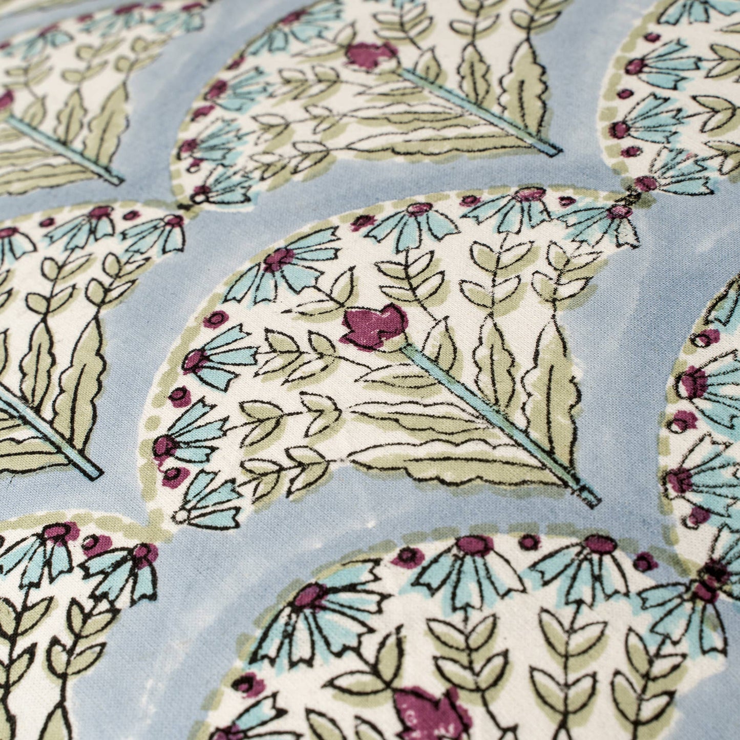 20x20 Sakura Block Print Pillow, Blue: Cover with Filler