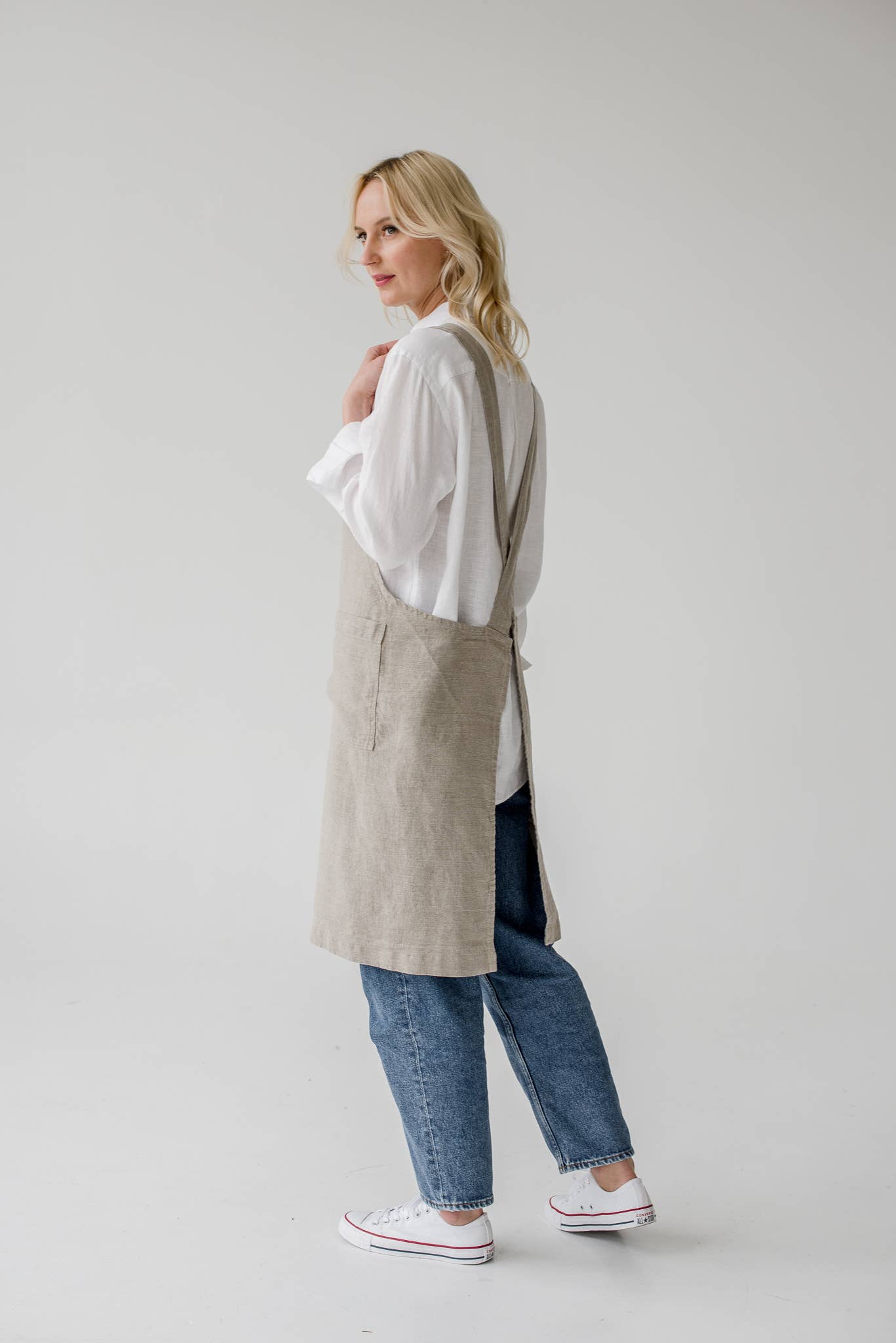 Natural Linen Japanese Crossback Apron