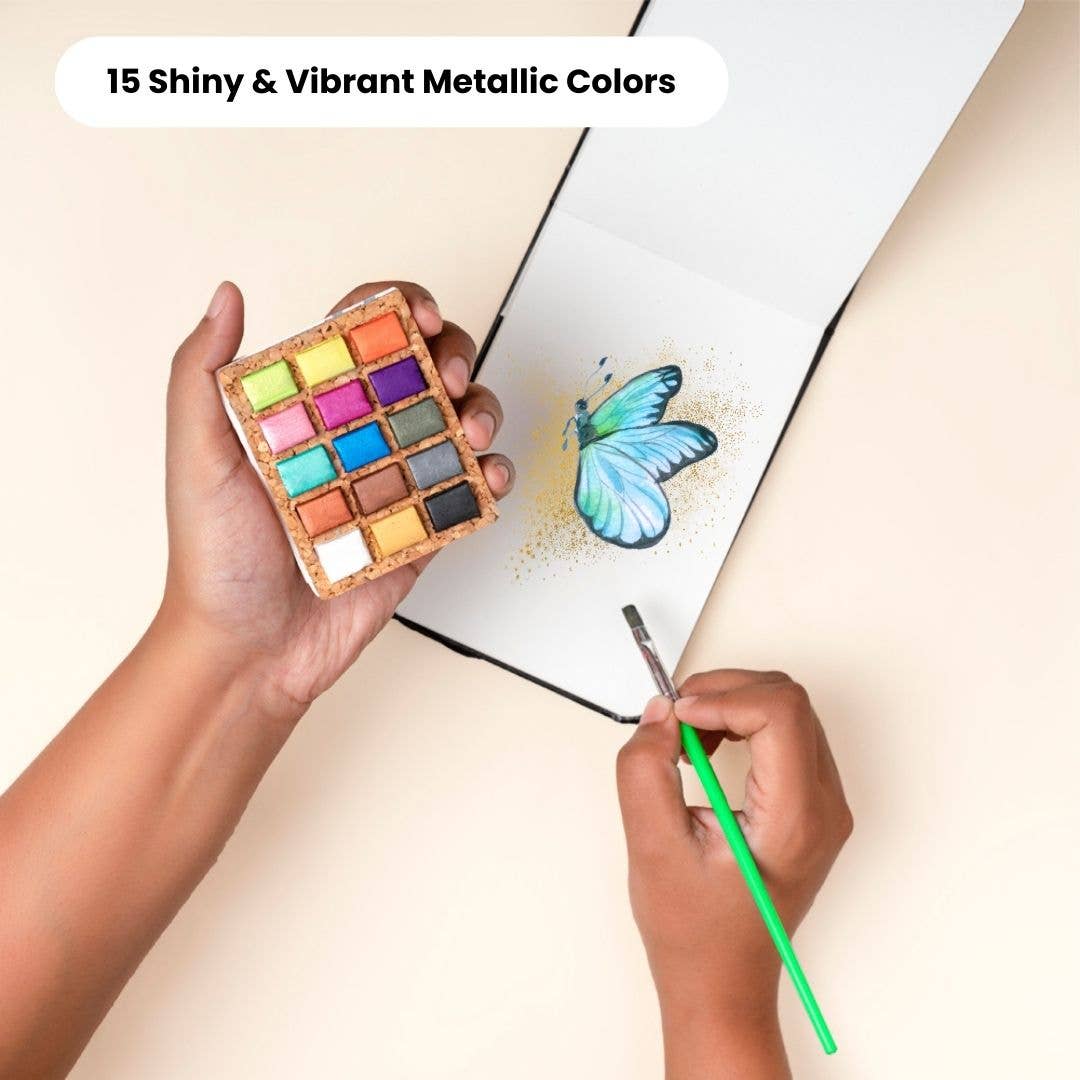 Watercolor Pans - Metallic 15 Colors