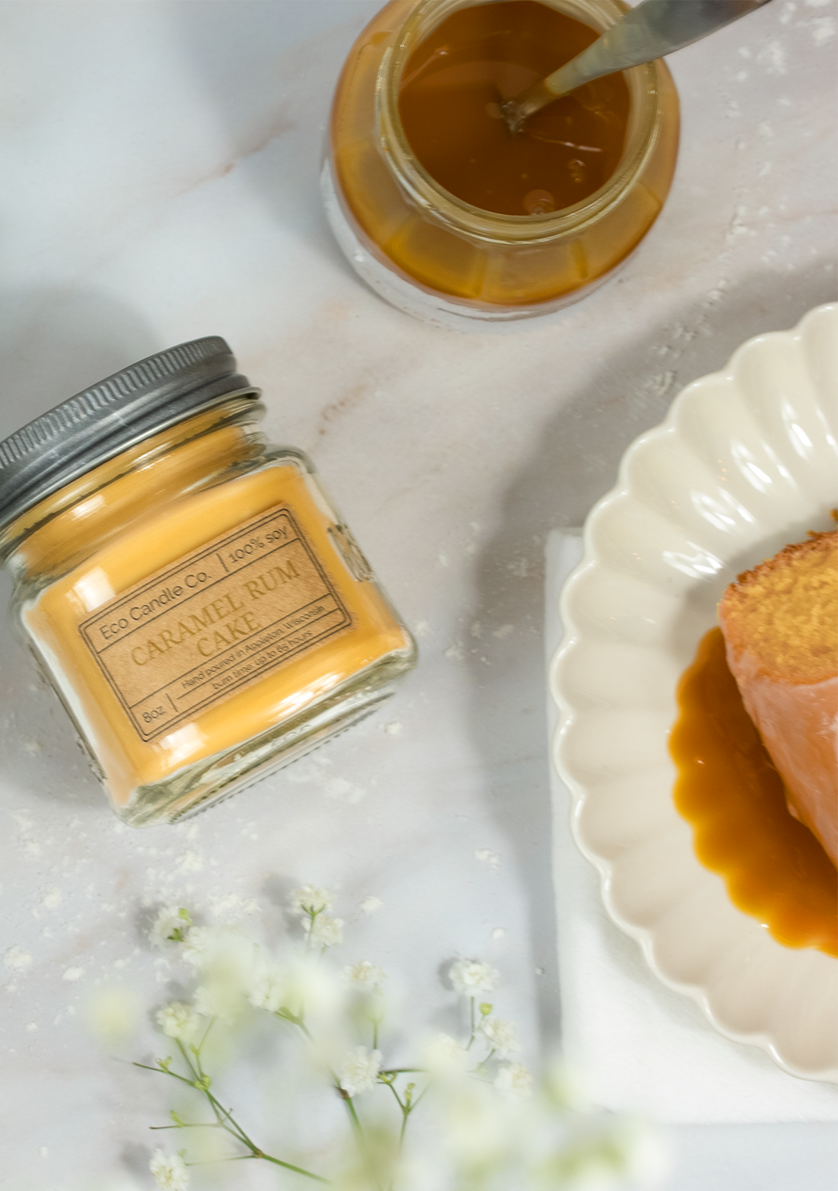 8oz mason CARAMEL RUM CAKE