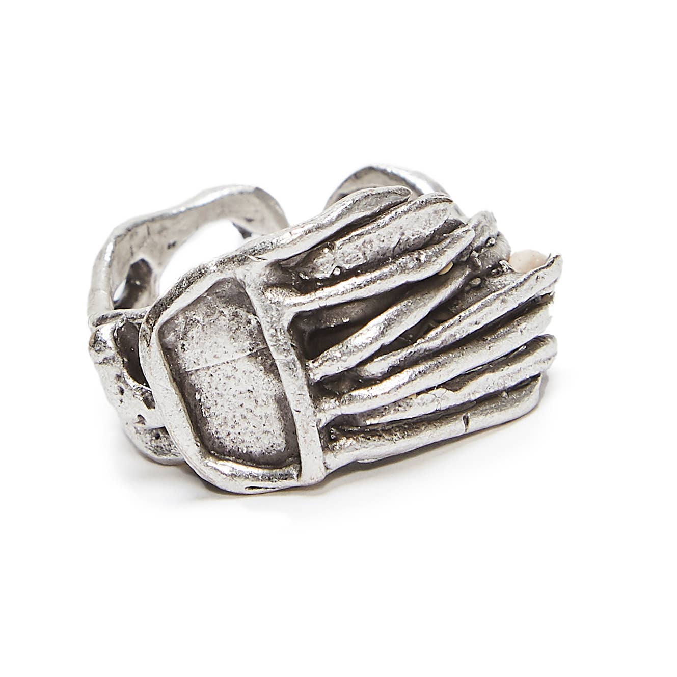 Handmade Brass Ring In Silver Plated - 6866