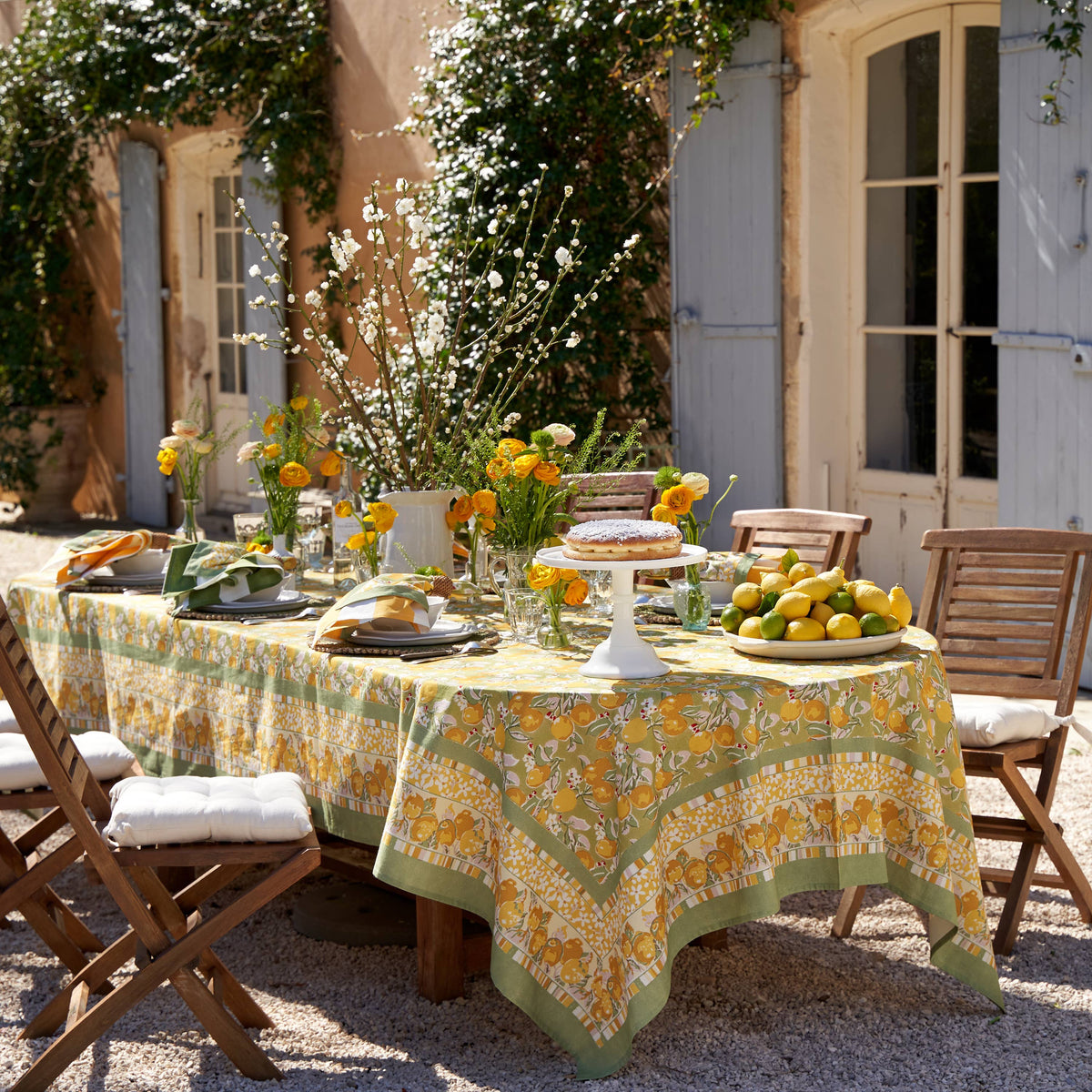 French Tablecloth Citron Vert & Yellow: 71" x 106"