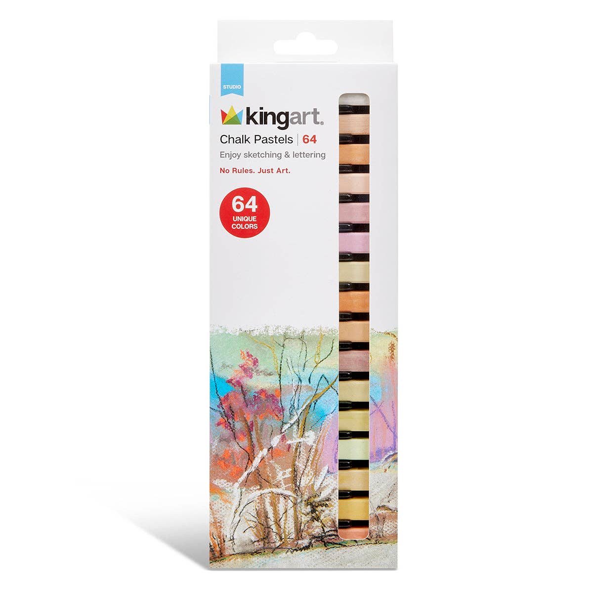 Square Chalk Pastels - 64 Colors