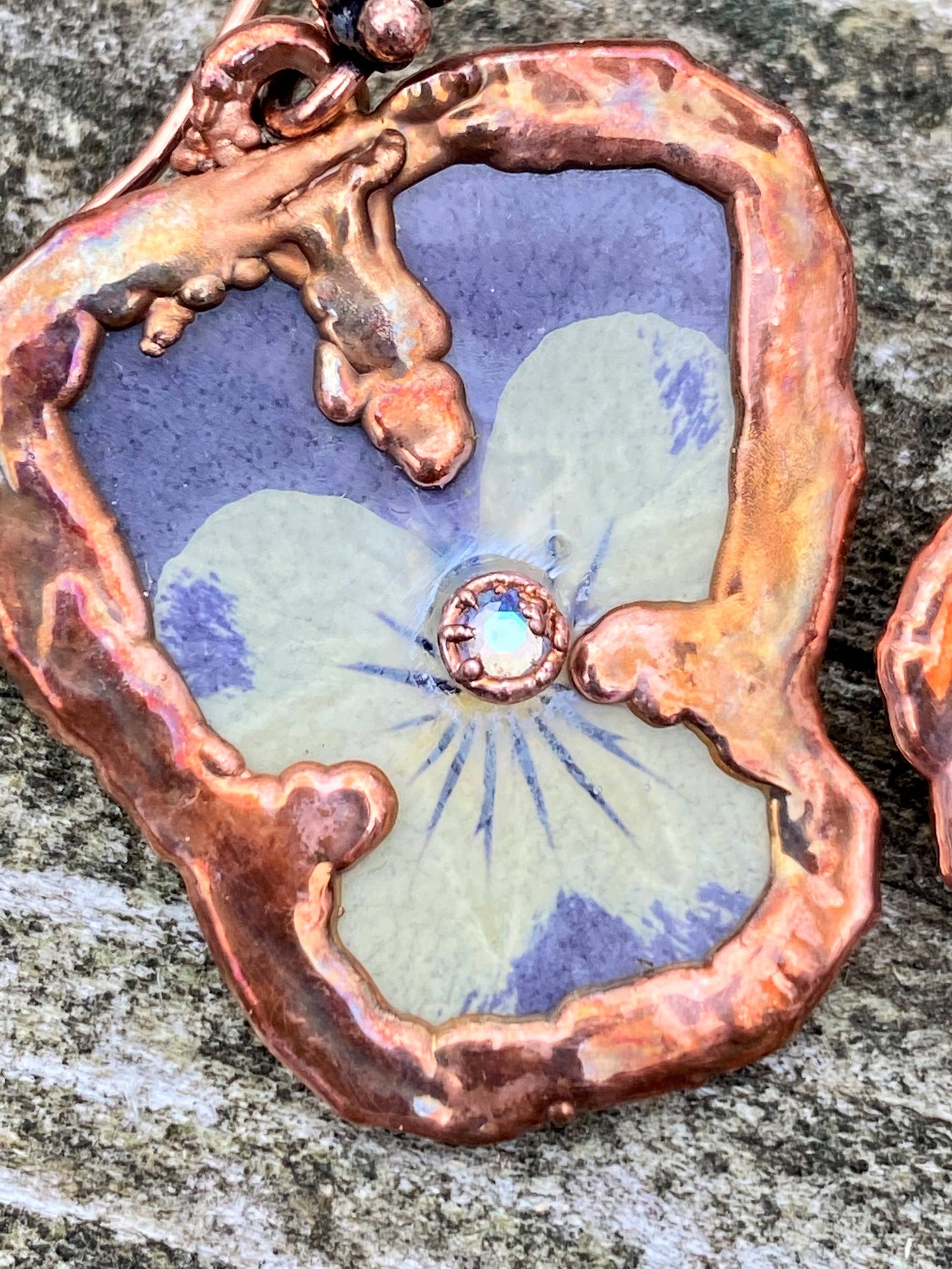 Real Viola Earrings - Copper Electroformed