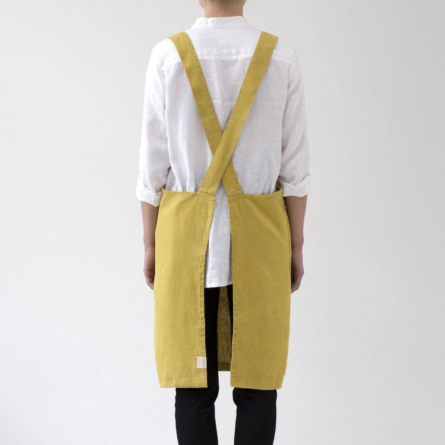 Lemon Curry Linen Japanese Crossback Apron