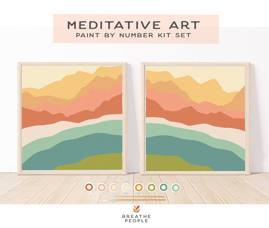 Abstract Zen Peaks Meditative Art Paint by Number Kit+ Easel