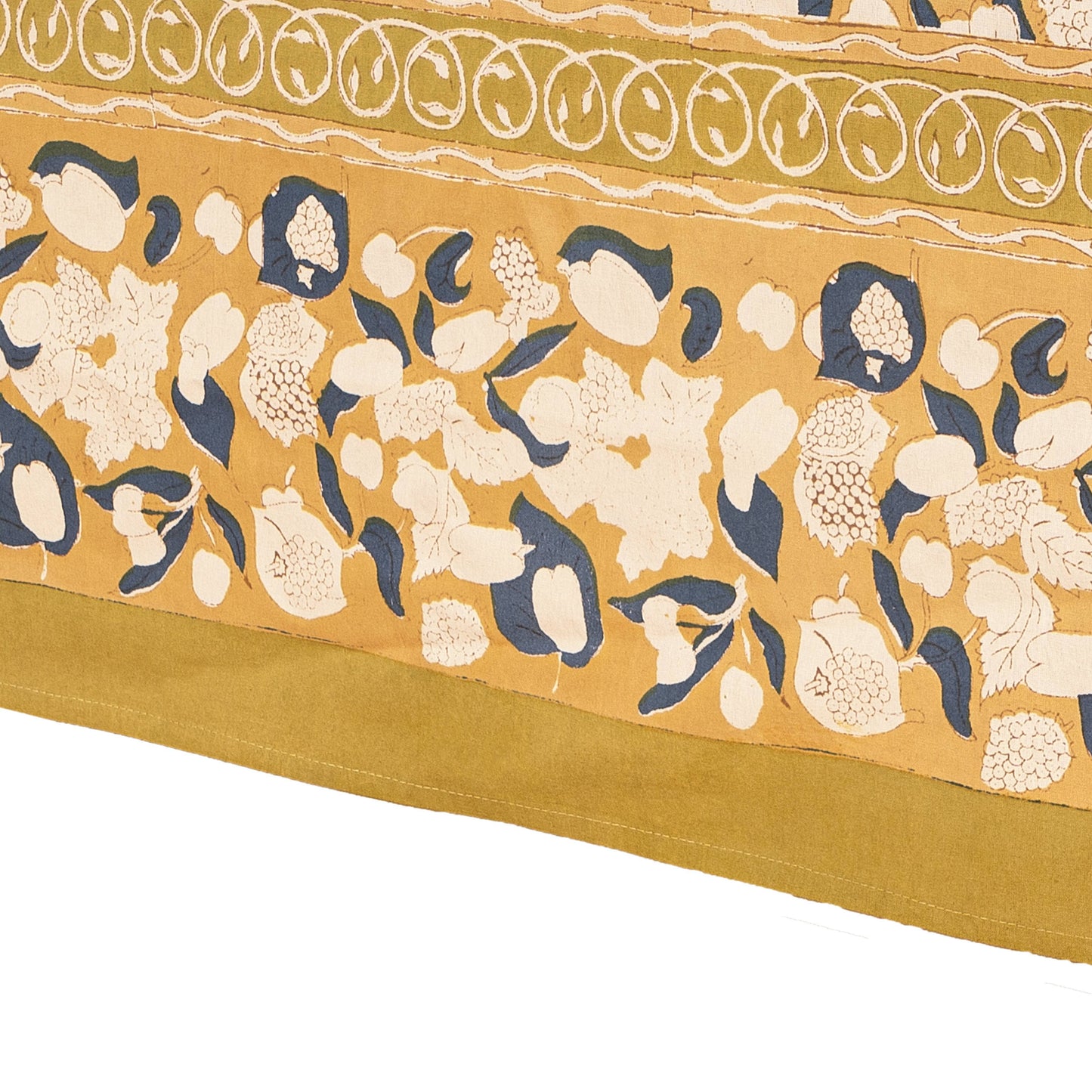 Forest Harvest Mustard & Blue | French Tablecloths: 71" x 128"