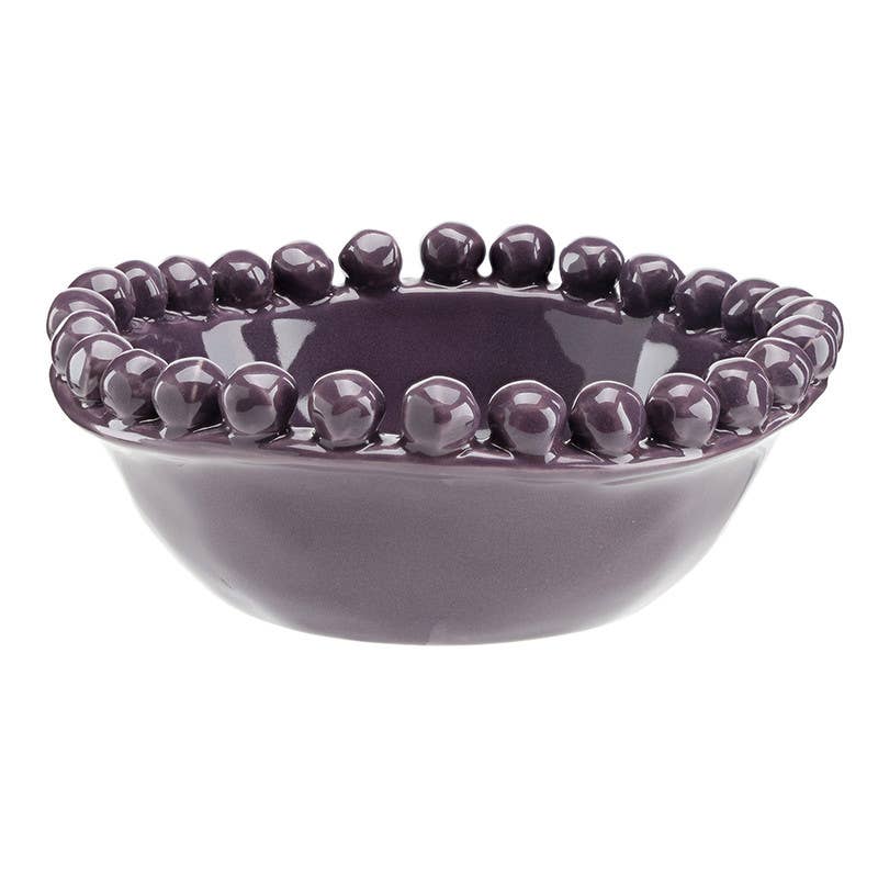 Ceramic Beaded Bowl - Small - Aubergine: 5" Dia x 2" H