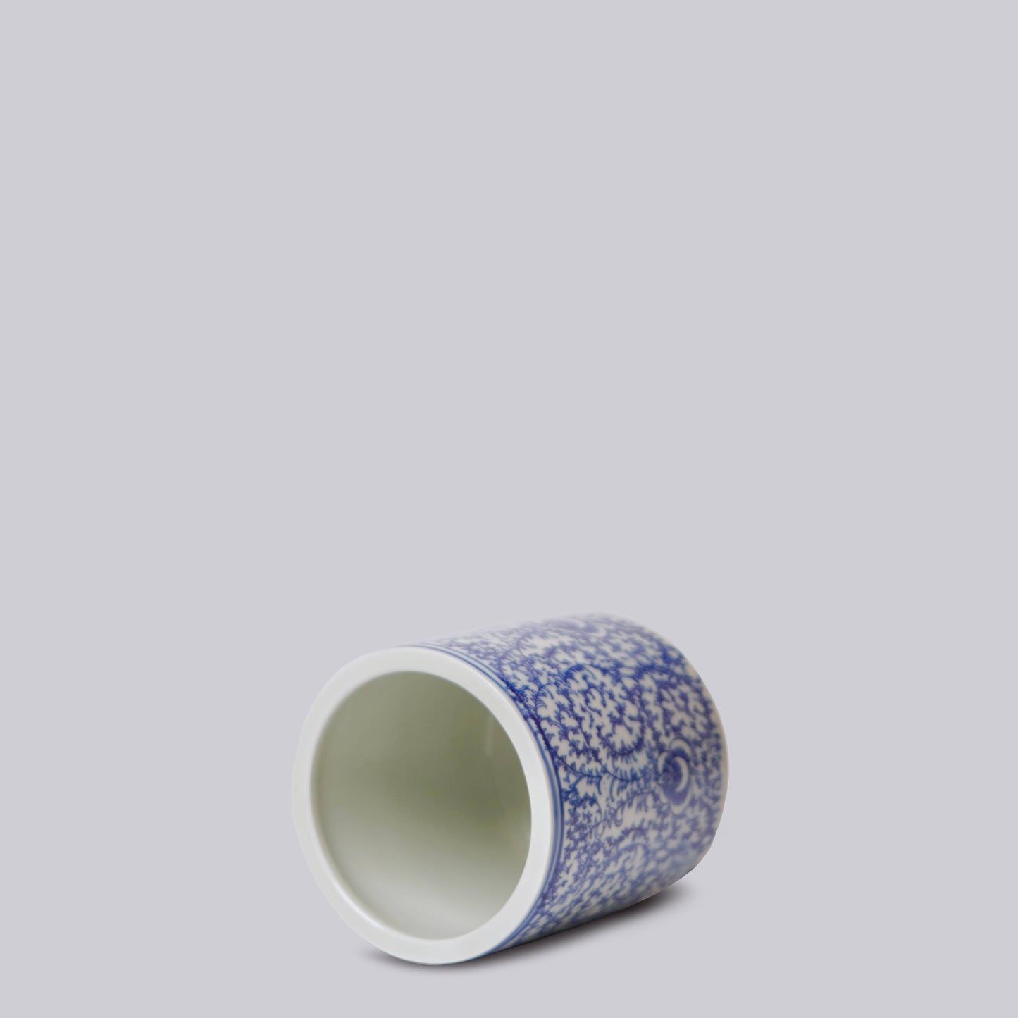 Tiny Blue and White Porcelain Country Peony Cachepot