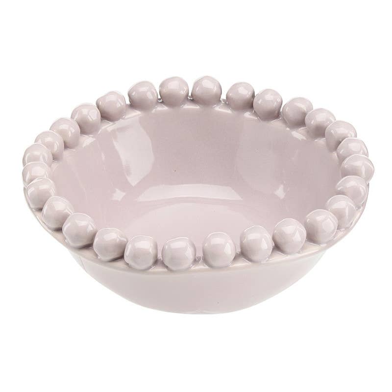 Ceramic Beaded Bowl - Small - Lilac Ash: 5" Dia x 2" H