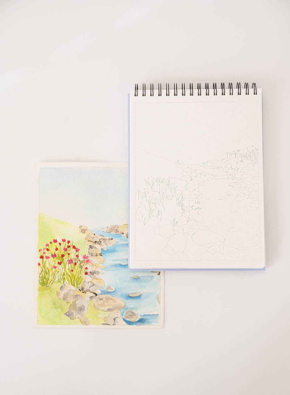Landscape Watercoloring Book-21Outlines with Video Tutorials