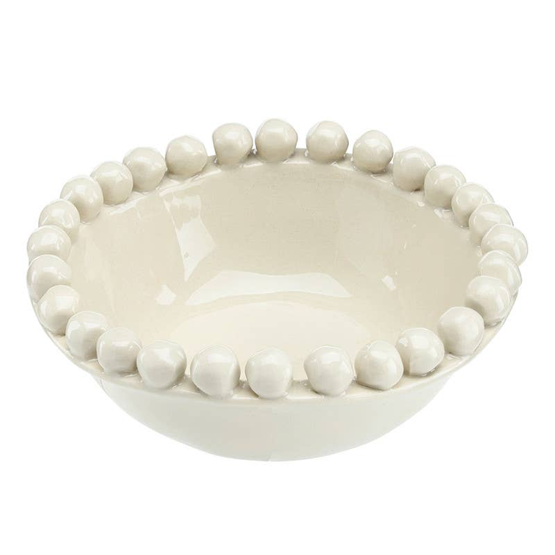 Ceramic Beaded Bowl - Small - Sand: 5" Dia x 2" H