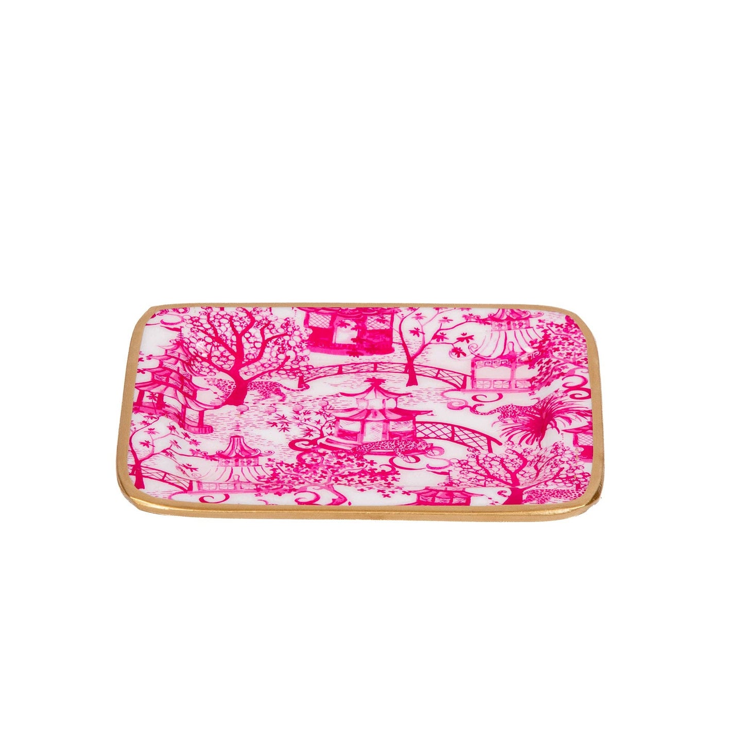 Garden Party Enameled Laney Tray - White & Pink: White & Pink