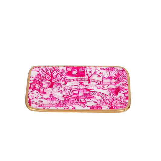 Garden Party Enameled Laney Tray - White & Pink: White & Pink