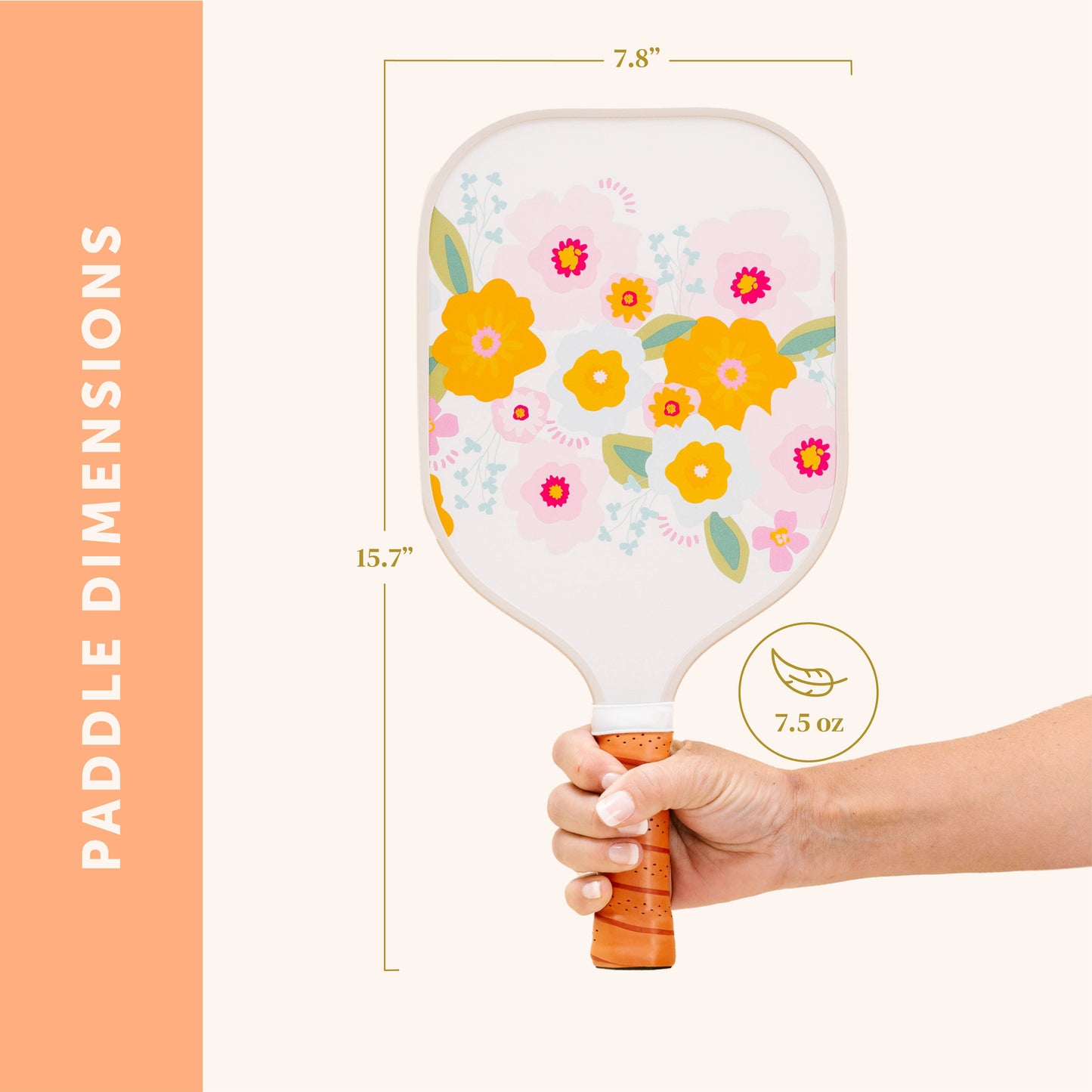 Pickleball Paddle - Bright + Bloomy Cream