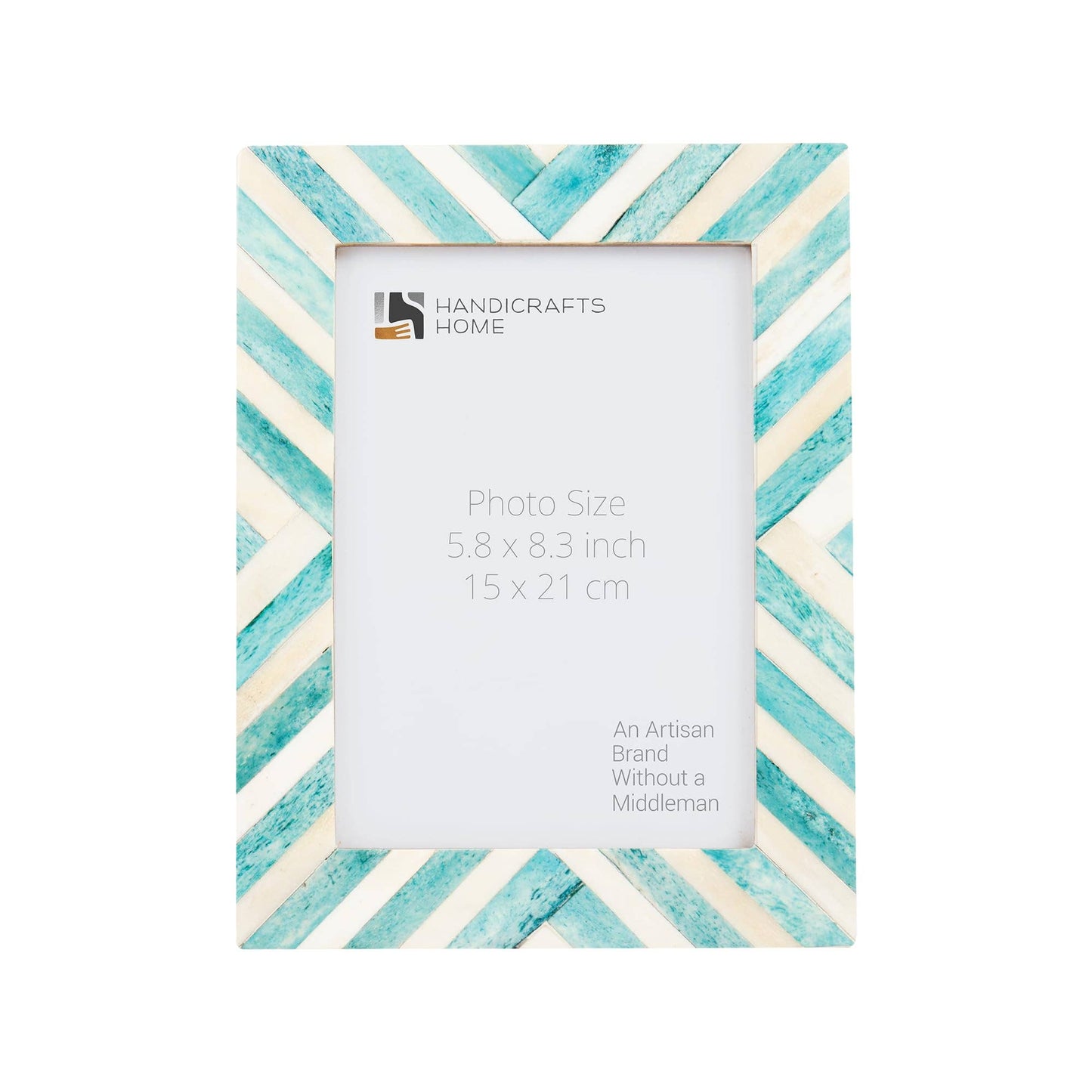 Chevron Pattern Bone Inlay Picture Frames, 26 Sizes, Green: 5x7