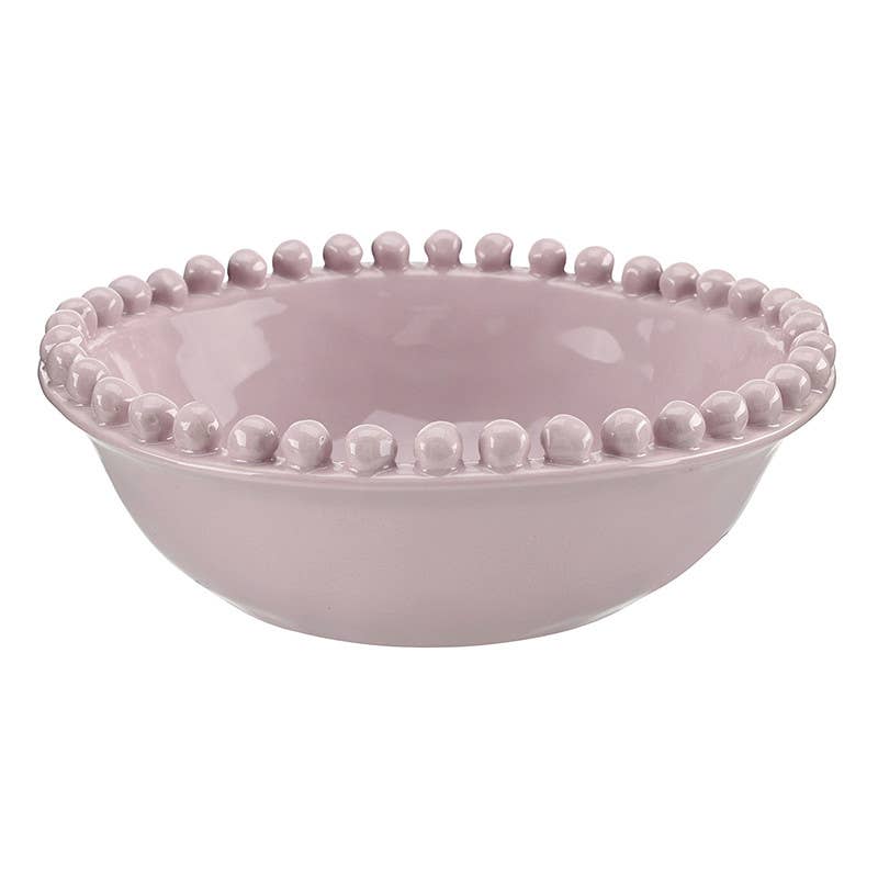 Ceramic Beaded Bowl - Large - Lilac Ash: 8\u201d Dia x 2.75" H