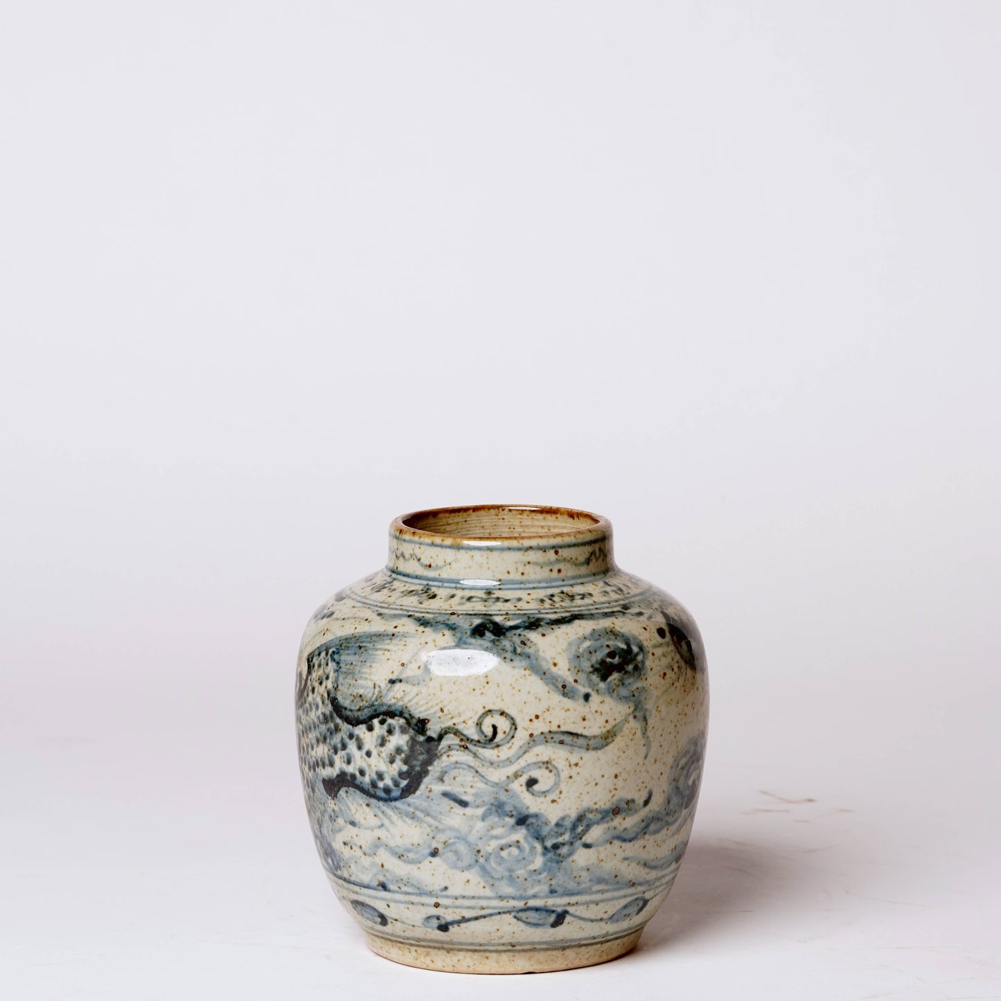 Rustic Porcelain Phoenix Small Round Vase