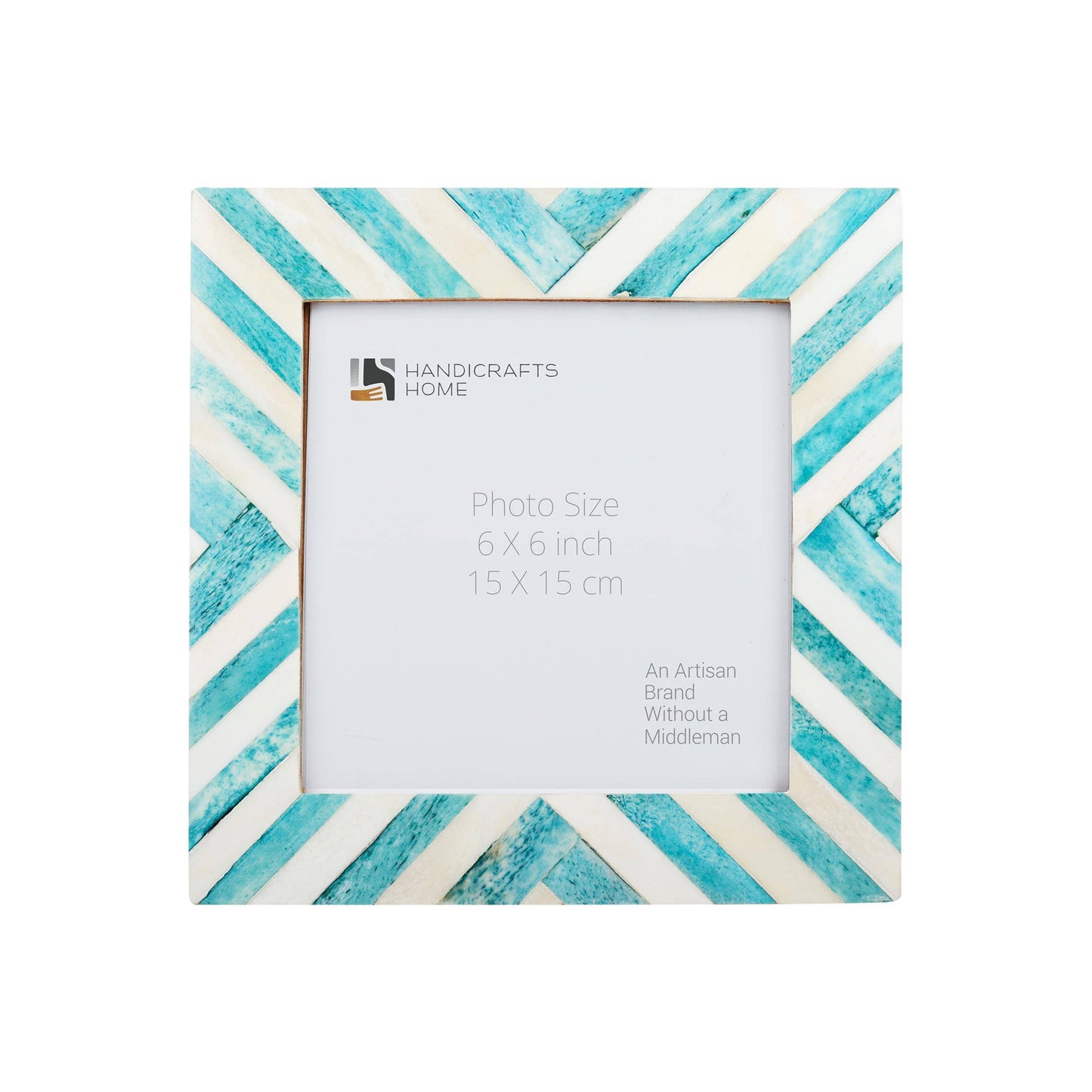 Chevron Pattern Bone Inlay Picture Frames, 26 Sizes, Green: 5x7