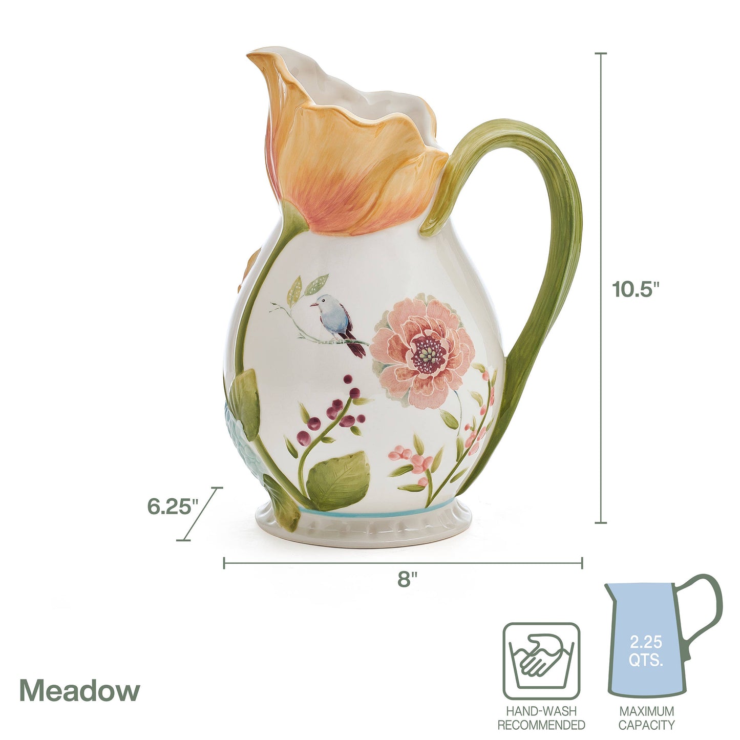 Fitz & Floyd Meadow Pitcher 2.25Qts Remailer Brown Bx Pkg: MULTI / 5296727 / English