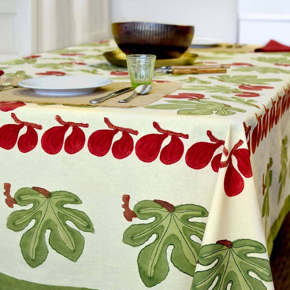 Fig Red& Green | French Tablecloths: 71" x 128"
