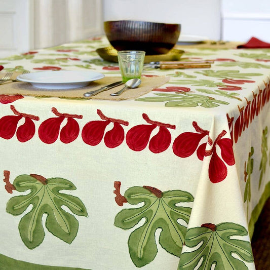 Fig Red& Green | French Tablecloths: 71" x 128"