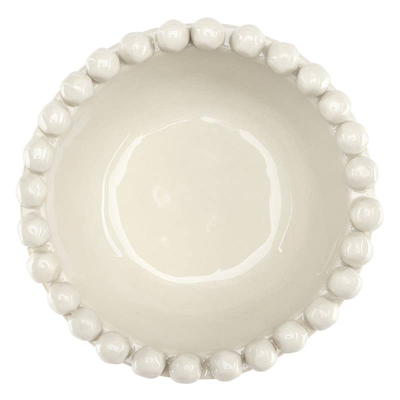 Ceramic Beaded Bowl - Small - Sand: 5" Dia x 2" H