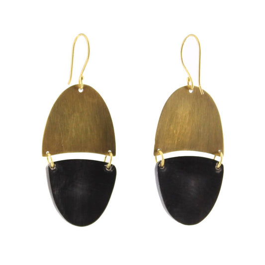 Malang Linked Capsule Earring Dark Horn, Brass