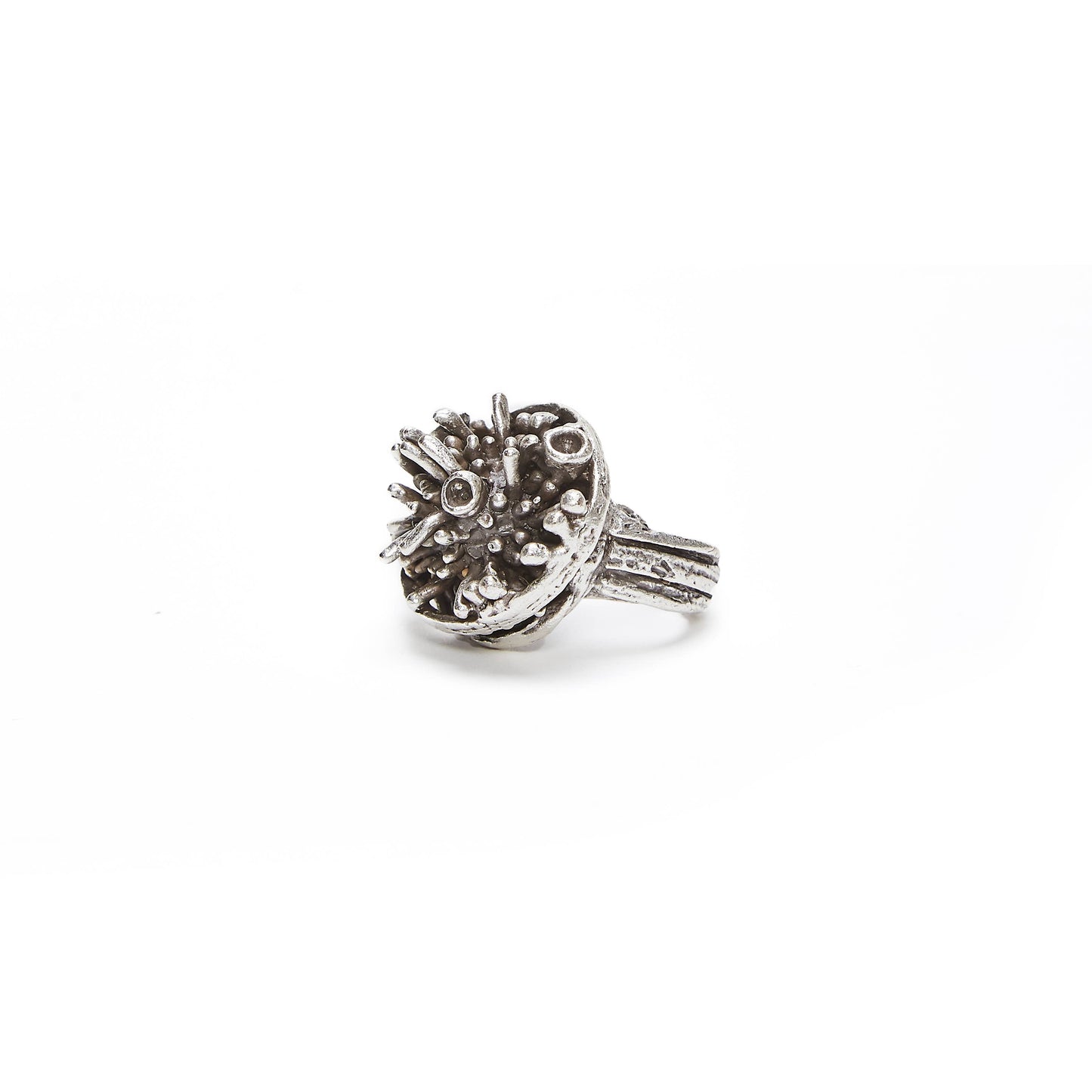 Handmade Brass Ring In Silver Plated - 6861