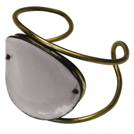 Donte Cuff, White Enamel & Brass - Small Size 6