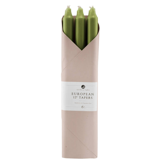 12" Taper Candles - 6pc Gift Pack: Moss Green
