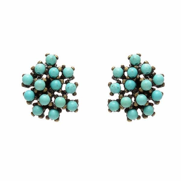 Beaded Cluster Earring: African Turq