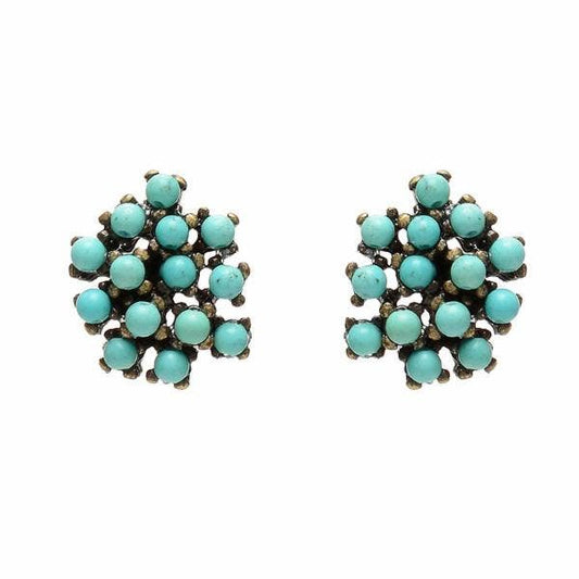 Beaded Cluster Earring: Light Turq