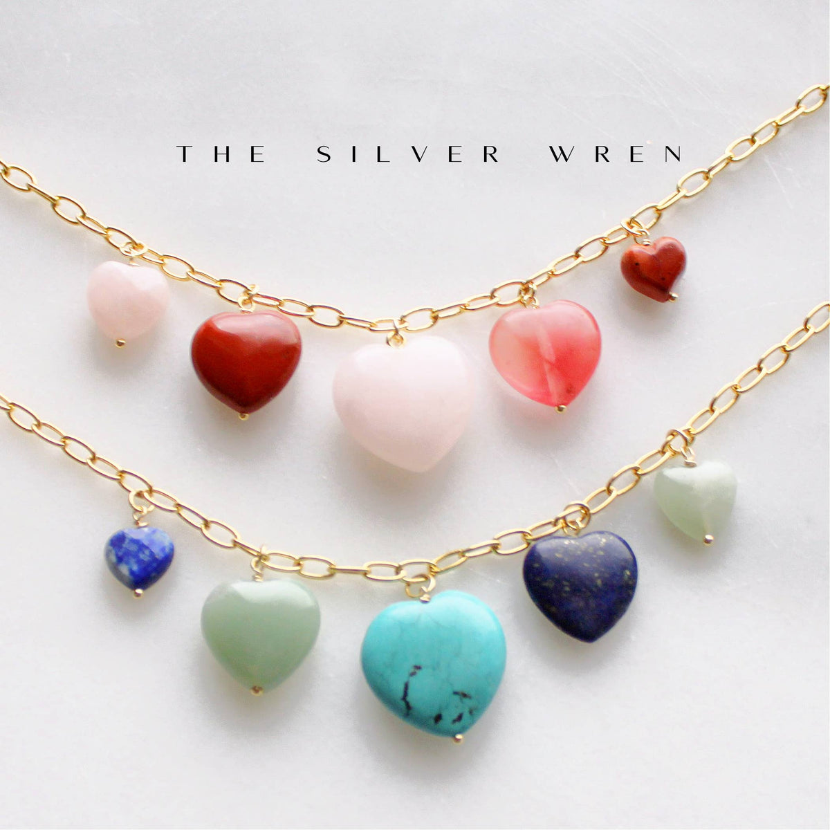 Sierra Stone Heart Multi Charm Necklace - : Dark Pink
