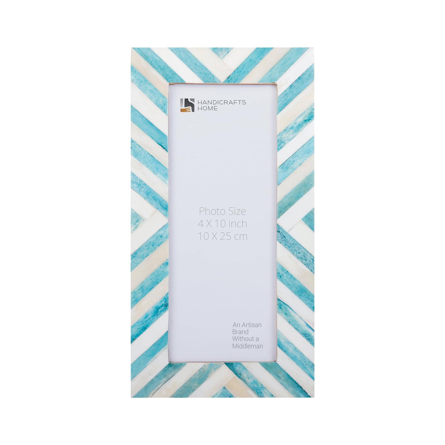 Chevron Pattern Bone Inlay Picture Frames, 26 Sizes, Green: 5x7