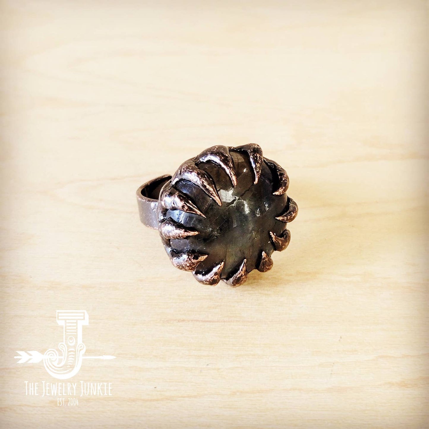 Genuine Labradorite Ring set in Antique Copper 012x: Style 3