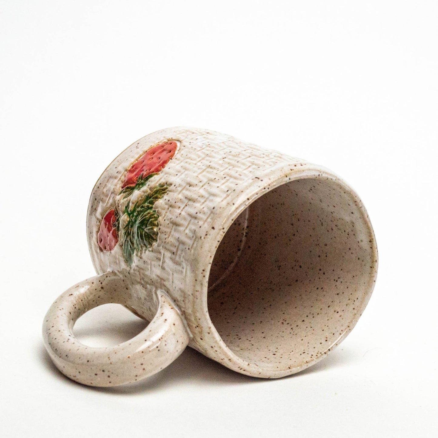 Mug | Strawberry Pattern Handmade in Ohio Ceramic White 10 oz Mug