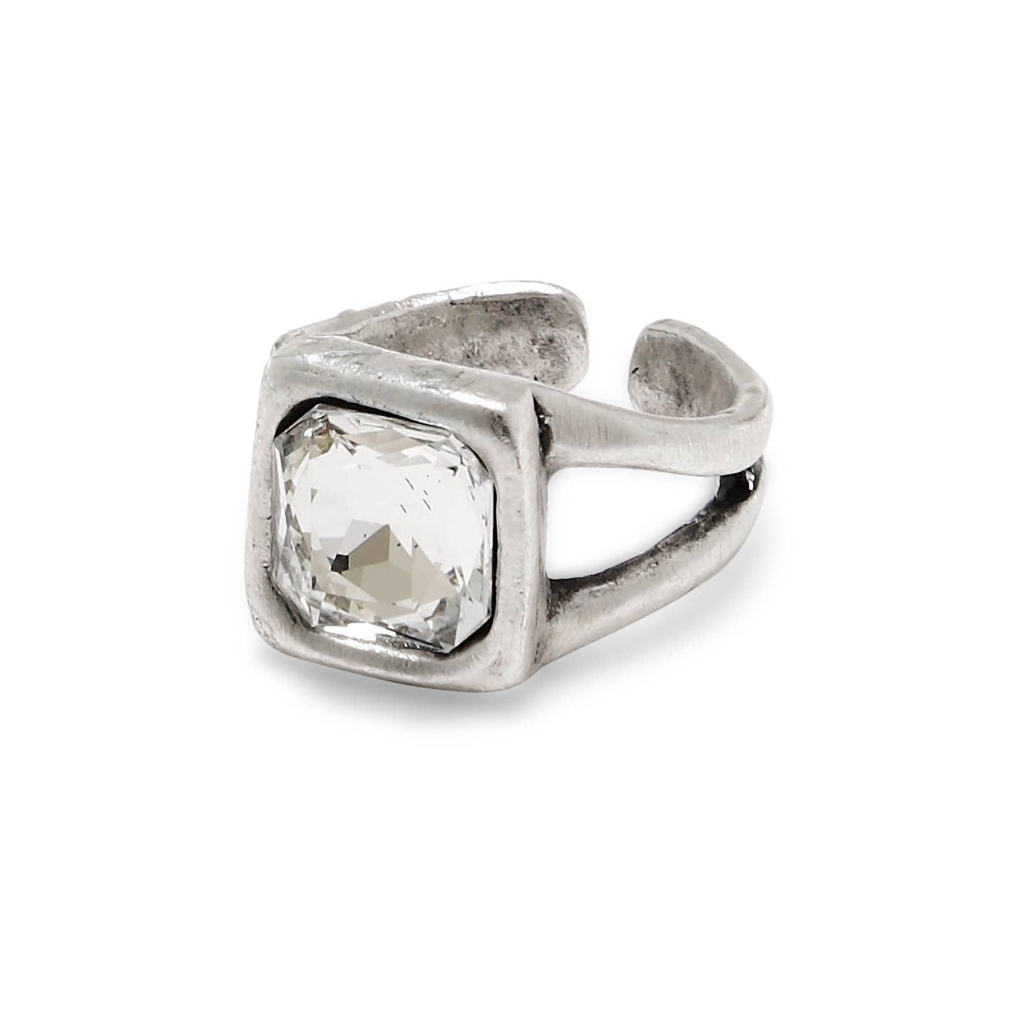 Handmade Clear Crystal Brass Ring - 6989