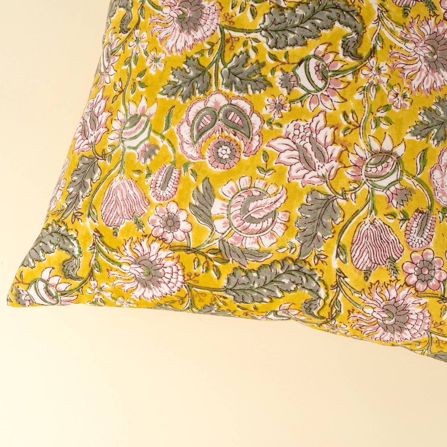 20x20 Block Print Pillow, Yellow: Cover with Filler