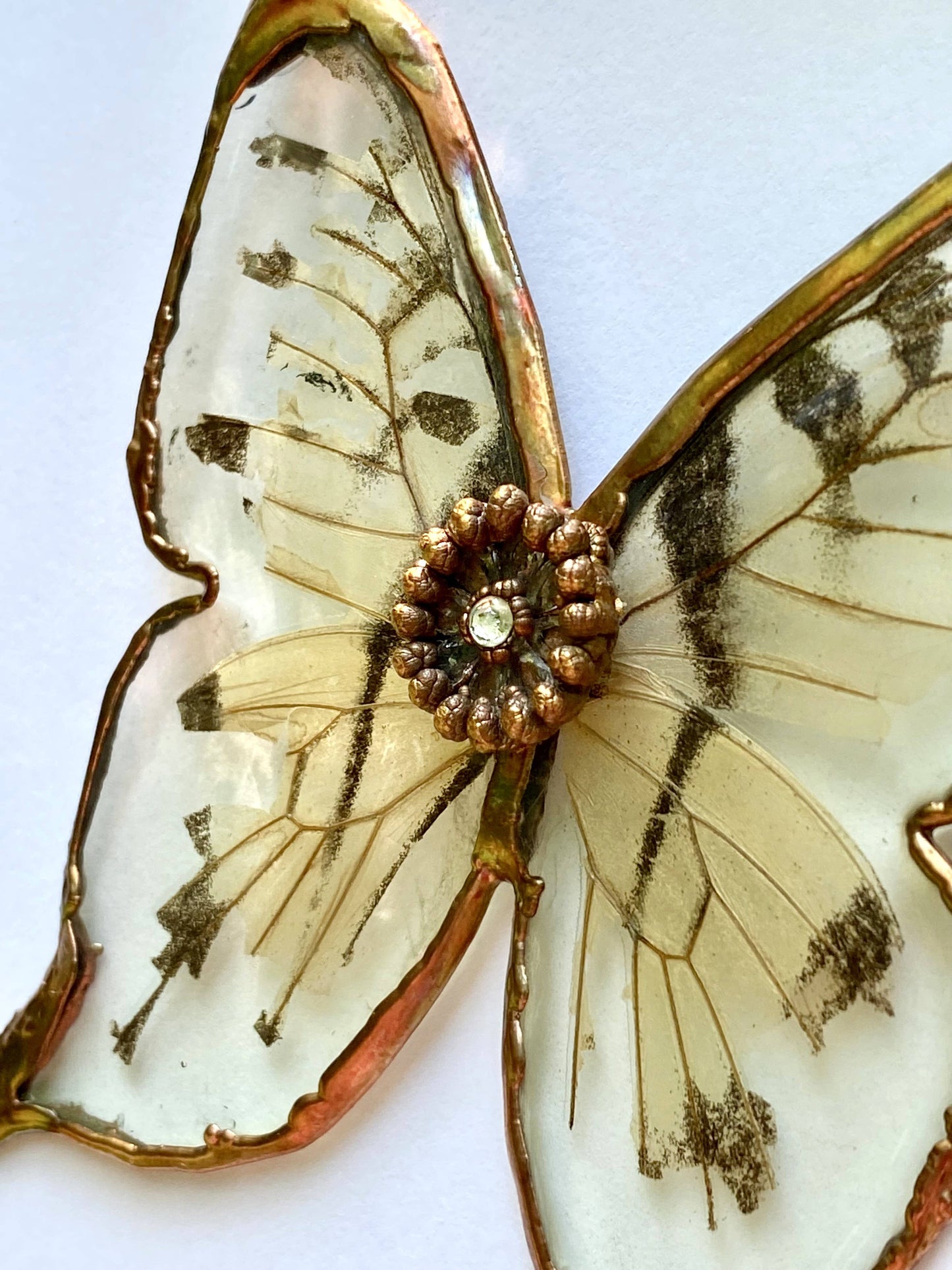 Real Frayed Tiger Swallowtail Necklace Copper Electroformed