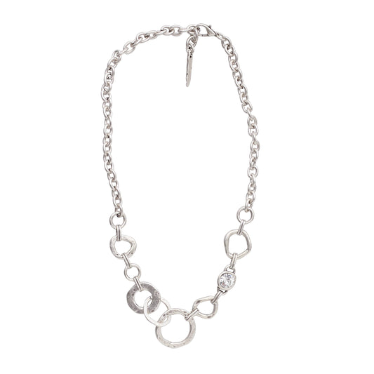Handmade Crystal Pewter Necklace - 3987