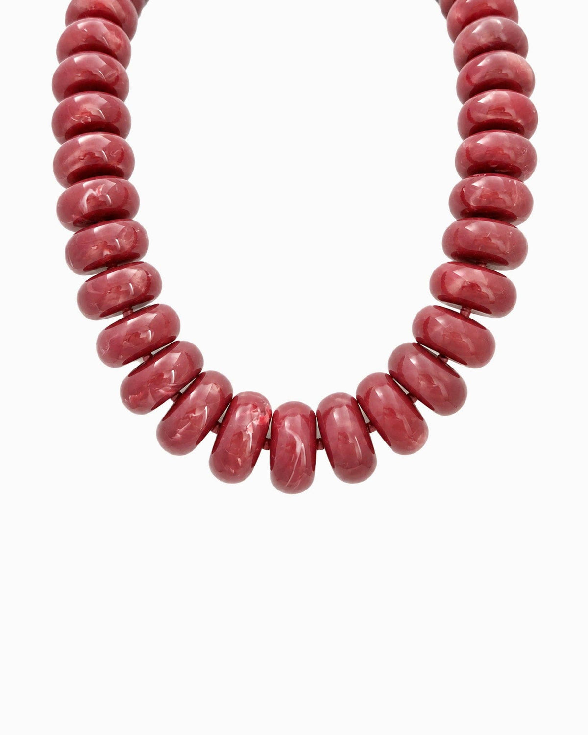 Neutral Chunky Marble Seed Bead Statement Necklace: Burgundy