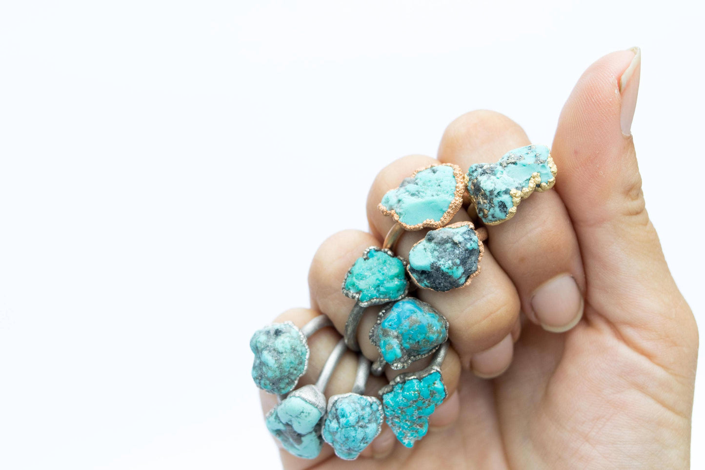 Plated large turquoise nugget ring | Raw turquoise ring SALE: Gold / 8