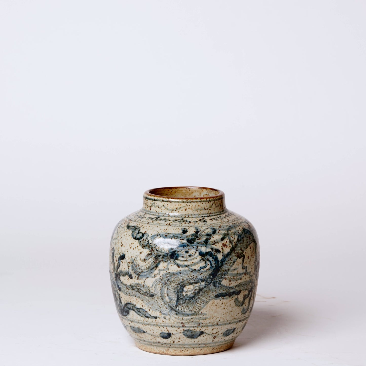 Rustic Porcelain Dragon Small Round Vase