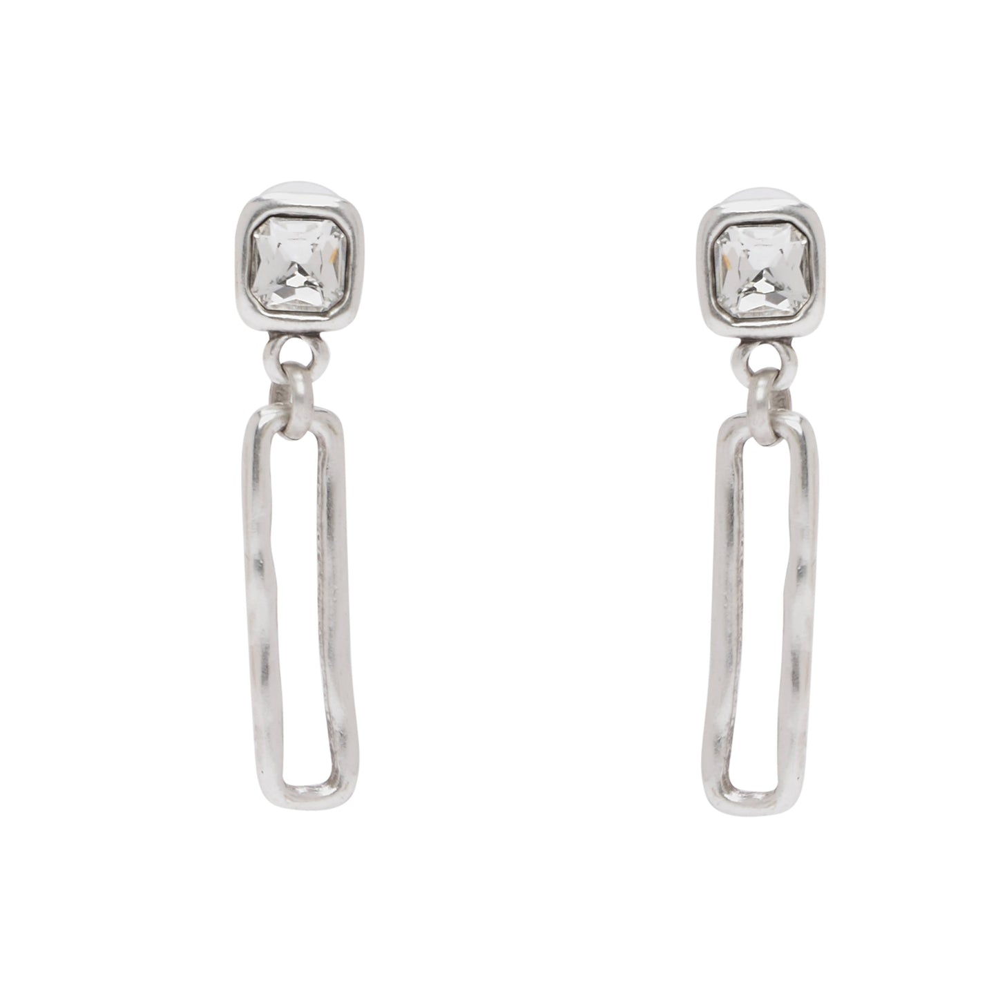 Handmade Clear Crystal Pewter Earrings - 1962